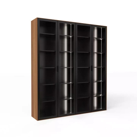 Elegancka biblioteczka w orzechu amerykańskim 201 cm Slim