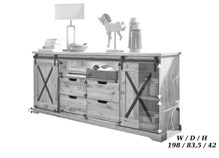 Duża komoda do salonu 198x83x42 cm dąb olejowany III WZ-0424