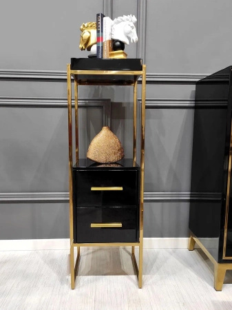 Stolik Rodez 33/30/103cm na kwiaty i ozdoby niespotykany czarno-złoty