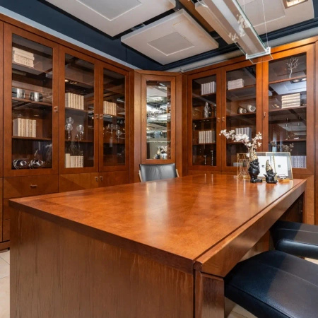 Biurko do gabinetu 200x100x74 cm z intarsją dąb kasztanowy CUBE