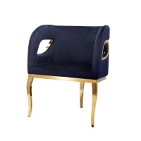 Fotel welurowy Morello 55/59/78cm niebieski na złotych nóżkach