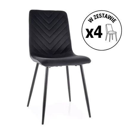 Zestaw 4 krzeseł Daren Velvet czarny