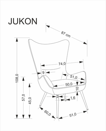 JUKON fotel wypoczynkowy popielaty (1p=1szt)