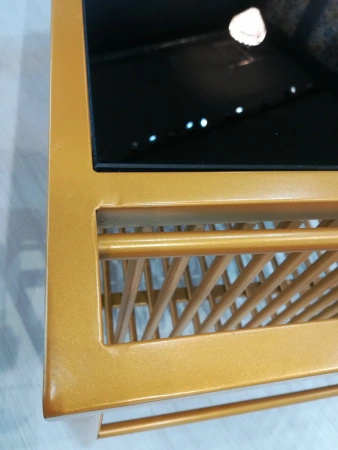 Stolik kawowy glamour Bonda miodowy 100/50cm z czarnym hartowanym szkłem