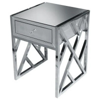 Taranto 50/50/65cm oryginalna lustrzana szafka nocna z ozdobnymi ażurowymi bokami