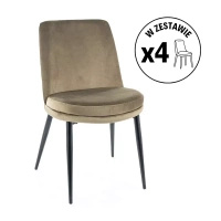 Zestaw 4 krzeseł Kayla Velvet oliwkowy