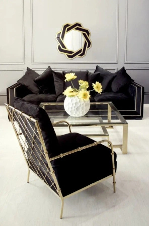 Lustro Silvia szampańskie 80cm w stylu glamour dekoracyjne w geometrycznej luksusowej ramie