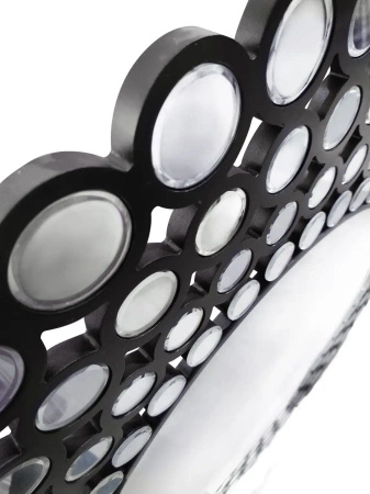 Lustro okrągłe Ines C 120cm w stylu glamour w ramie z mniejszych czarnych lustrzanych kółek