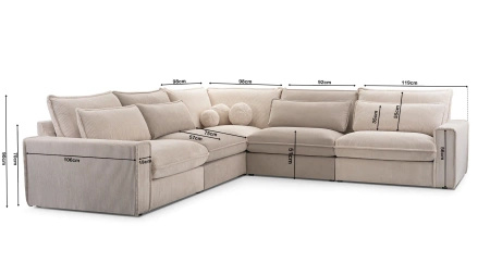 Narożnik modułowy do salonu Cecylia 309x309 cm - do salonu z poduchami