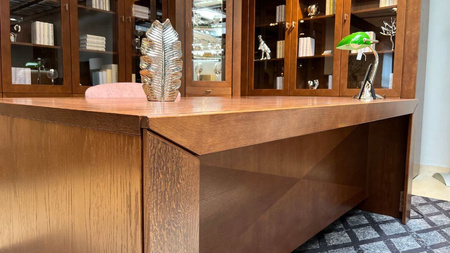 Biurko do gabinetu 200x100x74 cm z intarsją dąb kasztanowy CUBE