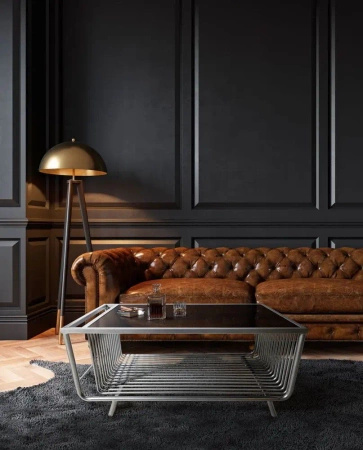 Stolik kawowy Bonda 100/50cm srebrny z czarnym hartowanym szkłem