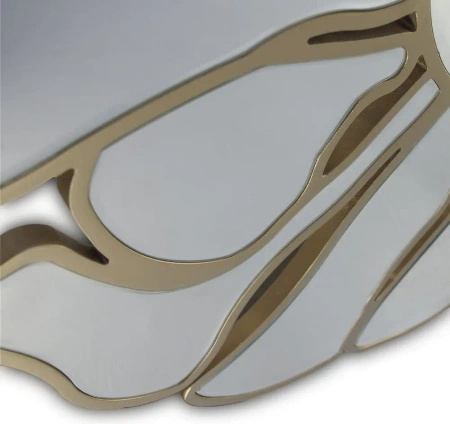 Lustro okrągłe Grosetto 92cm w stylu glamour ze złotymi elementami w kształcie płatków kwiatu