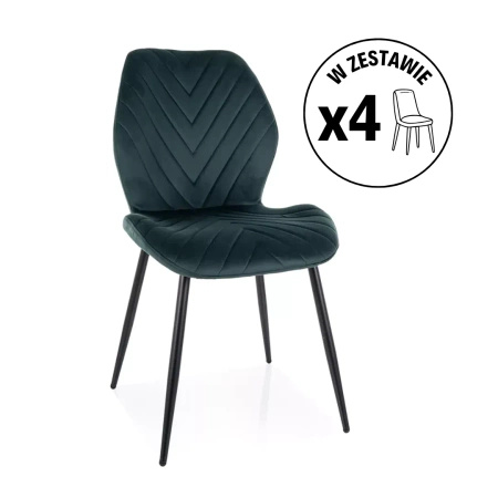 Zestaw 4 krzeseł Mike Velvet zielony