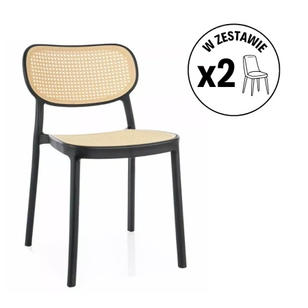 Zestaw 2 krzeseł Bali czarne beżowe