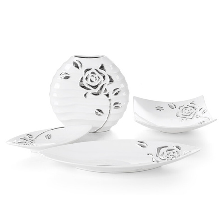 PATERA DEKORACYJNA FLORESA (02) 50 X 20 X 5 CM BIAŁY