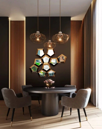 Lustro Viano 87/101cm złożone z wielu elementów w kształcie plastrów miodu niespotykane złote