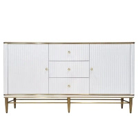 Komoda biała Violino glamour ze złoceniami i blatem ze spieku