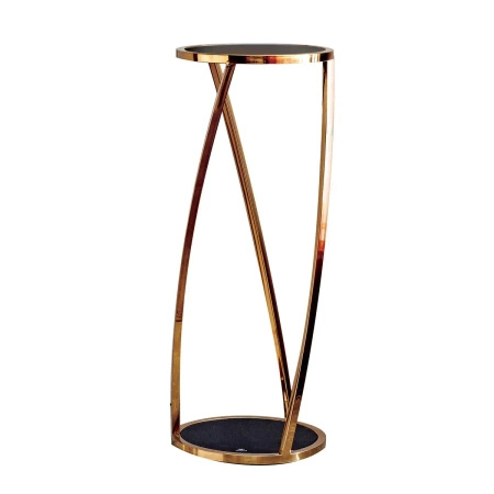 Santes złoty stolik na kwiaty i ozdoby ze szklanym przyciemnianym blatem Large