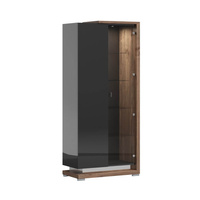 Witryna biurowa 90 cm orzech amerykański + czarny połysk na książki PORTO PREMIUM