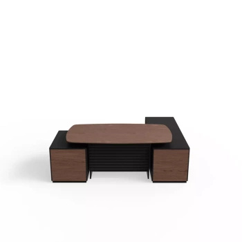 Biurko w kształcie litery L do biura 220x181x74 cm dąb orzech Slim Office