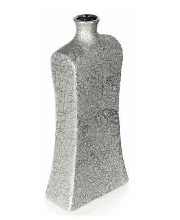 Wazon srebrny dekoracyjny ozdobiony kwiatowym wzorem 33 cm