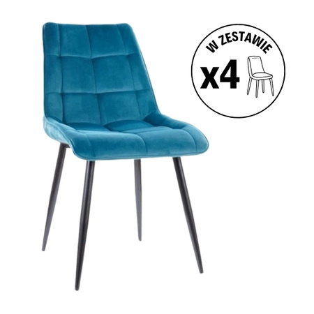 Zestaw 4 krzeseł Chic Velvet turkusowy