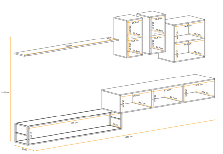 Meblościanka wisząca Switch Met I czarny