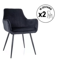 Zestaw 2 krzeseł Apple Velvet czarny