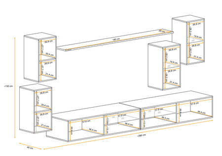 Meblościanka wisząca Switch XXV czarny/grafit