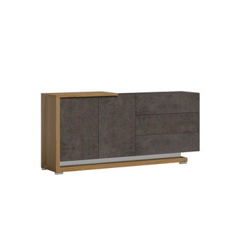 Komoda niesymetryczna szara/dąb naturalny 205x94x46 cm Modena