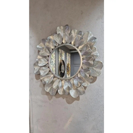 Lustro okrągłe MARISOL-Dekoracyjna Metalowa Rama z metaloplastyki w Stylu Glamour