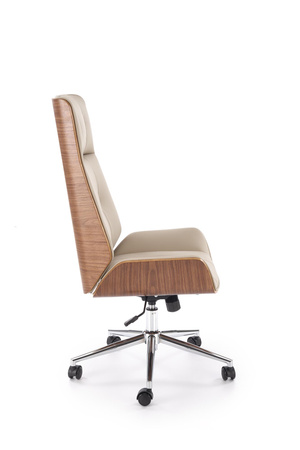 Fotel gabinetowy Webster orzechowy beżowy - tapicerowany do gabinetu