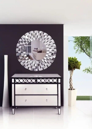 Lustro okrągłe Eris 100cm w stylu glamour w lustrzanej ramie