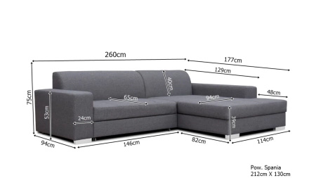 Narożnik MISTRAL 260x177 cm z funkcją spania