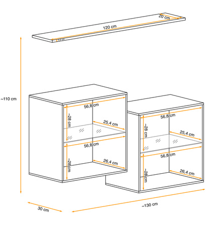 Switch zestaw szafek wiszących III czarny/wotan