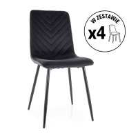 Zestaw 4 krzeseł Daren Velvet czarny