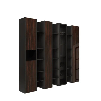 Nowoczesna biblioteczka z czterema regałami czarny/heban 37x270x240 cm Aristo