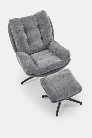 PESTO fotel z podnóżkiem / funkcja kołyski, popielaty