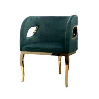 Morello 55/59/78cm elitarny zielony fotel welurowy na złotych nóżkach