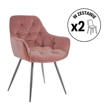 Zestaw 2 krzeseł Cherry Velvet różowy