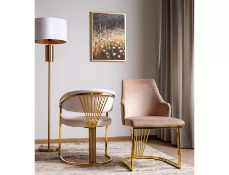 Zestaw 2 krzeseł Crown Velvet beżowy