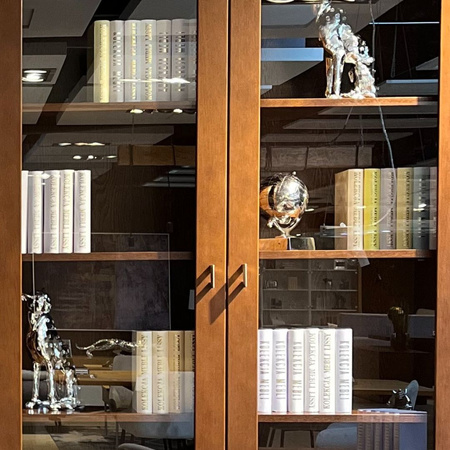 Biblioteczka 240 cm z intarsją dąb kasztanowy CUBE