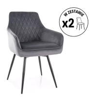 Zestaw 2 krzeseł Marlo Velvet szary