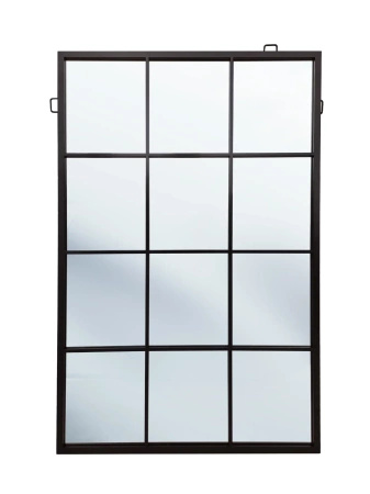 Lustro Boston 120/80cm w stylu loft okienne z czarnymi szprosami i stalową ramą