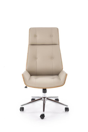 Fotel gabinetowy Webster orzechowy beżowy - tapicerowany do gabinetu