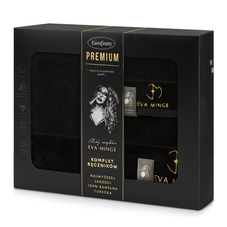 KOMPLET RĘCZNIKÓW GAJA 46 X 36 X 7 CM CZARNY