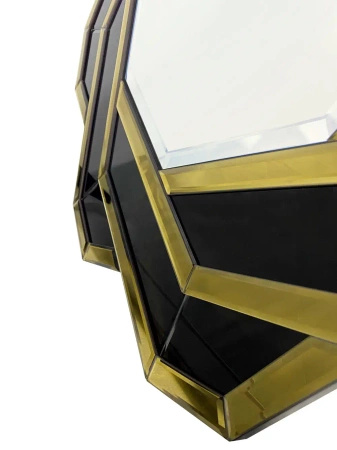 Lustro Silvia szampańskie 80cm w stylu glamour dekoracyjne w geometrycznej luksusowej ramie