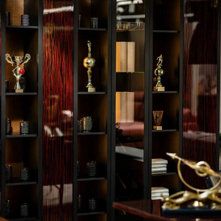 Nowoczesna biblioteczka z czterema regałami czarny/heban 37x270x240 cm Aristo