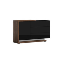 Komoda nowoczesna czarny połysk/orzech amerykański 155x94x46 cm PORTO PREMIUM