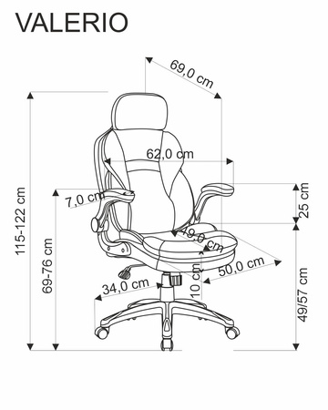 VALERIO fotel gabinetowy czarny / popielaty (1p=1szt)